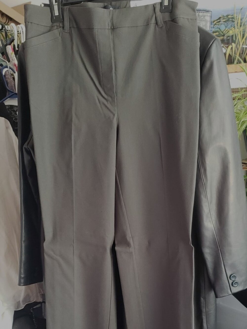 Dark Moss Green pull up high rise straight leg Womens pants size 14